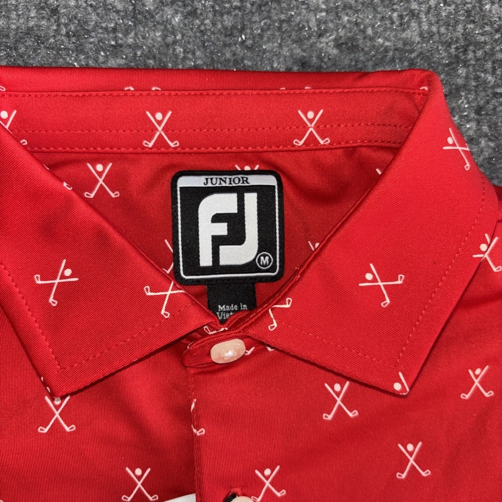 Footjoy Junior M Red Golf Polo Shirt Rocket Mortgage Classic Detroit Golf Club - Picture 3 of 6